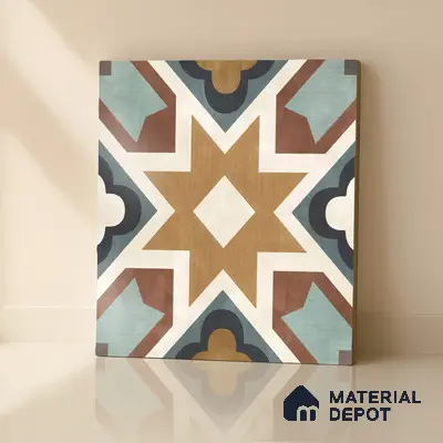 Multifired Moroccan Floor & Wall Tile TL 05685 Zellige Rodin Emerald 1 ft x 1 ft Vitrified Matte Finish - 9 mm | Suitable for Bathroom, Kitchen & Backsplash