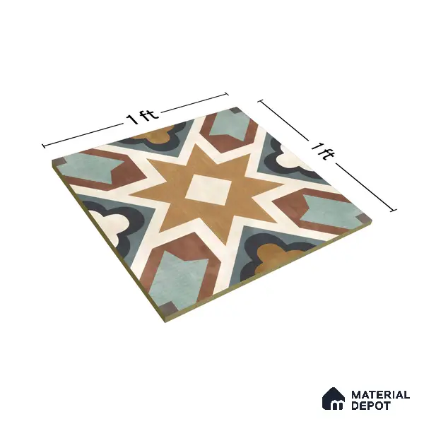 Multifired Moroccan Floor & Wall Tile TL 05685 Zellige Rodin Emerald 1 ft x 1 ft Vitrified Matte Finish - 9 mm | Suitable for Bathroom, Kitchen & Backsplash