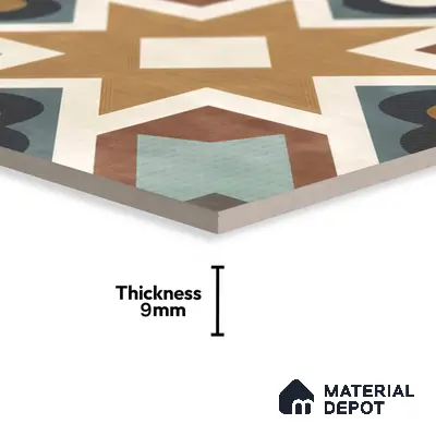 Multifired Moroccan Floor & Wall Tile TL 05685 Zellige Rodin Emerald 1 ft x 1 ft Vitrified Matte Finish - 9 mm | Suitable for Bathroom, Kitchen & Backsplash