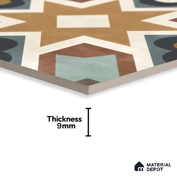 Multifired Moroccan Floor & Wall Tile TL 05685 Zellige Rodin Emerald 1 ft x 1 ft Vitrified Matte Finish - 9 mm | Suitable for Bathroom, Kitchen & Backsplash