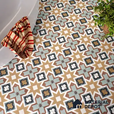 Multifired Moroccan Floor & Wall Tile TL 05685 Zellige Rodin Emerald 1 ft x 1 ft Vitrified Matte Finish - 9 mm | Suitable for Bathroom, Kitchen & Backsplash