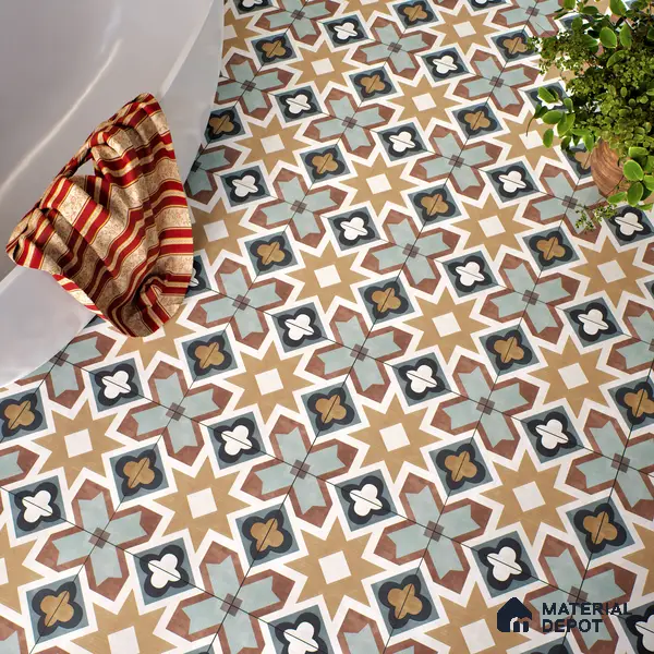 Multifired Moroccan Floor & Wall Tile TL 05685 Zellige Rodin Emerald 1 ft x 1 ft Vitrified Matte Finish - 9 mm | Suitable for Bathroom, Kitchen & Backsplash