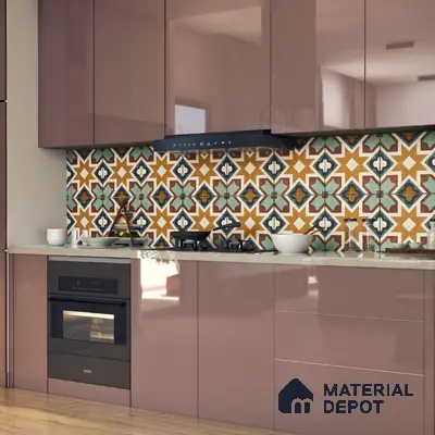 Multifired Moroccan Floor & Wall Tile TL 05685 Zellige Rodin Emerald 1 ft x 1 ft Vitrified Matte Finish - 9 mm | Suitable for Bathroom, Kitchen & Backsplash