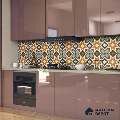 Multifired Moroccan Floor & Wall Tile TL 05685 Zellige Rodin Emerald 1 ft x 1 ft Vitrified Matte Finish - 9 mm | Suitable for Bathroom, Kitchen & Backsplash