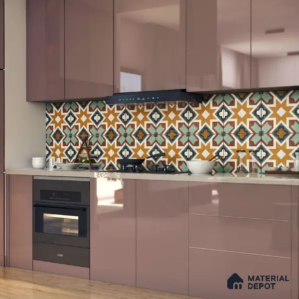 Multifired Moroccan Floor & Wall Tile TL 05685 Zellige Rodin Emerald 1 ft x 1 ft Vitrified Matte Finish - 9 mm | Suitable for Bathroom, Kitchen & Backsplash