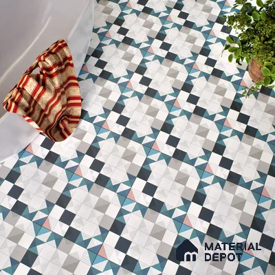 Multifired Moroccan Floor & Wall Tile TL 05686 Zellige Seville Azure 1 ft x 1 ft Vitrified Matte Finish - 9 mm | Suitable for Bathroom, Kitchen & Backsplash