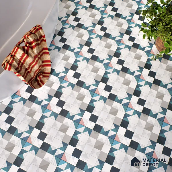 Multifired Moroccan Floor & Wall Tile TL 05686 Zellige Seville Azure 1 ft x 1 ft Vitrified Matte Finish - 9 mm | Suitable for Bathroom, Kitchen & Backsplash