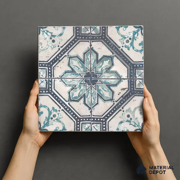 Multifired Moroccan Floor & Wall Tile TL 05659 Zellige Silver Fresco 1 ft x 1 ft Vitrified Matte Finish - 9 mm | Suitable for Bathroom, Kitchen & Backsplash