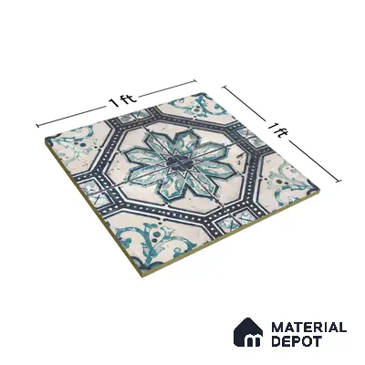 Multifired Moroccan Floor & Wall Tile TL 05659 Zellige Silver Fresco 1 ft x 1 ft Vitrified Matte Finish - 9 mm | Suitable for Bathroom, Kitchen & Backsplash