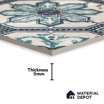 Multifired Moroccan Floor & Wall Tile TL 05659 Zellige Silver Fresco 1 ft x 1 ft Vitrified Matte Finish - 9 mm | Suitable for Bathroom, Kitchen & Backsplash
