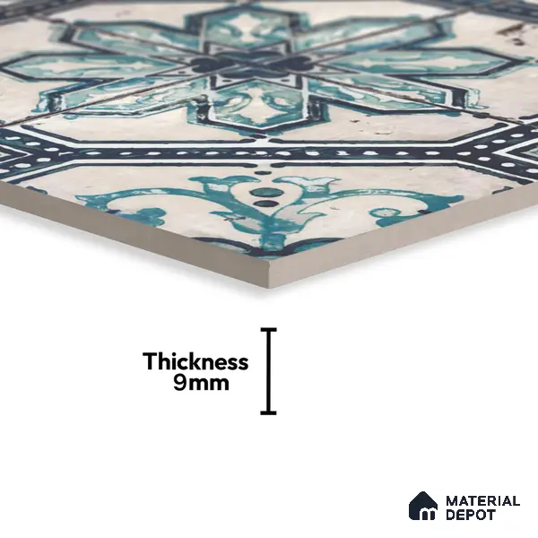 Multifired Moroccan Floor & Wall Tile TL 05659 Zellige Silver Fresco 1 ft x 1 ft Vitrified Matte Finish - 9 mm | Suitable for Bathroom, Kitchen & Backsplash