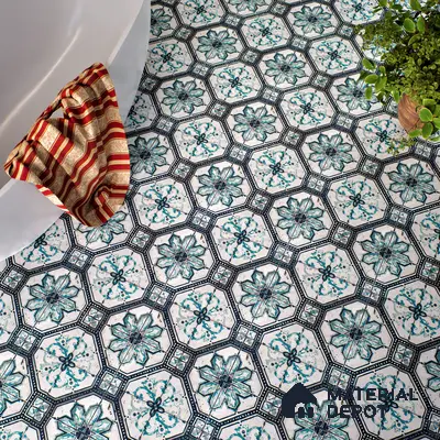 Multifired Moroccan Floor & Wall Tile TL 05659 Zellige Silver Fresco 1 ft x 1 ft Vitrified Matte Finish - 9 mm | Suitable for Bathroom, Kitchen & Backsplash