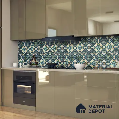 Multifired Moroccan Floor & Wall Tile TL 05659 Zellige Silver Fresco 1 ft x 1 ft Vitrified Matte Finish - 9 mm | Suitable for Bathroom, Kitchen & Backsplash