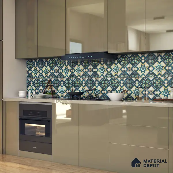 Multifired Moroccan Floor & Wall Tile TL 05659 Zellige Silver Fresco 1 ft x 1 ft Vitrified Matte Finish - 9 mm | Suitable for Bathroom, Kitchen & Backsplash
