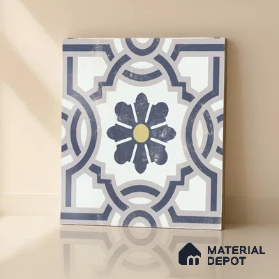 Multifired Moroccan Floor & Wall Tile TL 05719 Zellige Wave Blossom 1 ft x 1 ft Vitrified Matte Finish - 9 mm | Suitable for Bathroom, Kitchen & Backsplash