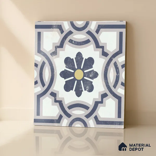 Multifired Moroccan Floor & Wall Tile TL 05719 Zellige Wave Blossom 1 ft x 1 ft Vitrified Matte Finish - 9 mm | Suitable for Bathroom, Kitchen & Backsplash