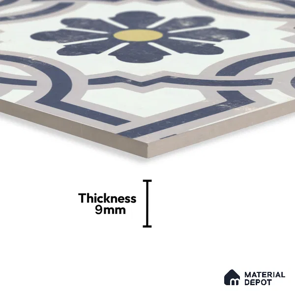 Multifired Moroccan Floor & Wall Tile TL 05719 Zellige Wave Blossom 1 ft x 1 ft Vitrified Matte Finish - 9 mm | Suitable for Bathroom, Kitchen & Backsplash