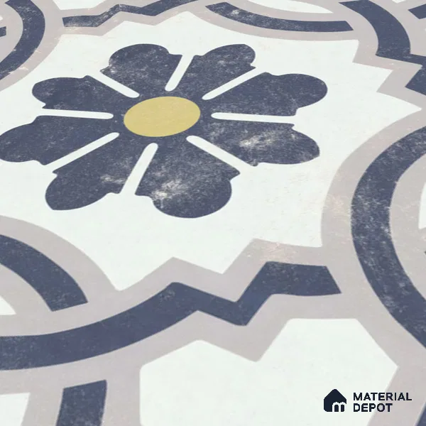 Multifired Moroccan Floor & Wall Tile TL 05719 Zellige Wave Blossom 1 ft x 1 ft Vitrified Matte Finish - 9 mm | Suitable for Bathroom, Kitchen & Backsplash