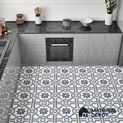 Multifired Moroccan Floor & Wall Tile TL 05719 Zellige Wave Blossom 1 ft x 1 ft Vitrified Matte Finish - 9 mm | Suitable for Bathroom, Kitchen & Backsplash