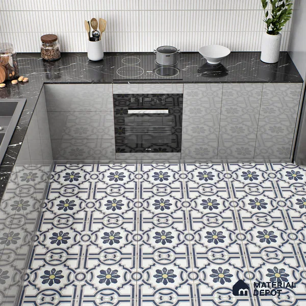 Multifired Moroccan Floor & Wall Tile TL 05719 Zellige Wave Blossom 1 ft x 1 ft Vitrified Matte Finish - 9 mm | Suitable for Bathroom, Kitchen & Backsplash