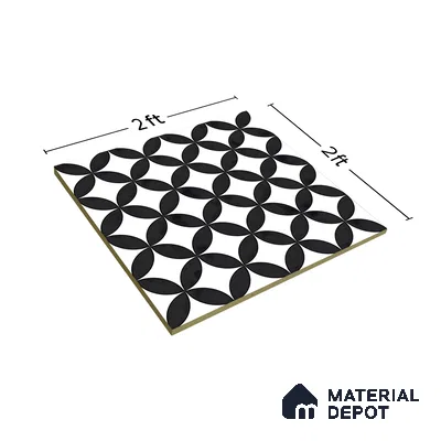 Moroccan Floor & Wall Tile TL 04671 B Monochrome 2 ft x 2 ft -  Porcelain Matte Finish 8 mm | Suitable for Kitchen, Bathroom, Dining Area | Please Expect a Slight Variation of Pattern