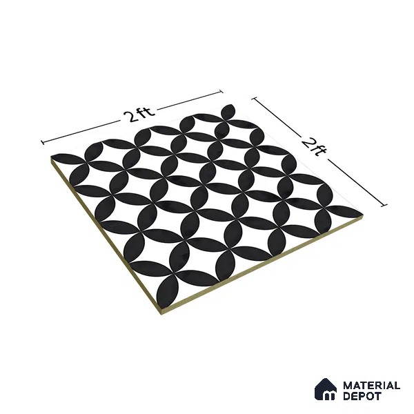 Moroccan Floor & Wall Tile TL 04671 B Monochrome 2 ft x 2 ft -  Porcelain Matte Finish 8 mm | Suitable for Kitchen, Bathroom, Dining Area | Please Expect a Slight Variation of Pattern