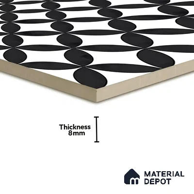 Moroccan Floor & Wall Tile TL 04671 B Monochrome 2 ft x 2 ft -  Porcelain Matte Finish 8 mm | Suitable for Kitchen, Bathroom, Dining Area | Please Expect a Slight Variation of Pattern