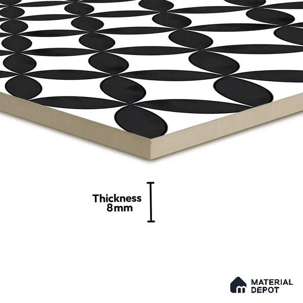 Moroccan Floor & Wall Tile TL 04671 B Monochrome 2 ft x 2 ft -  Porcelain Matte Finish 8 mm | Suitable for Kitchen, Bathroom, Dining Area | Please Expect a Slight Variation of Pattern