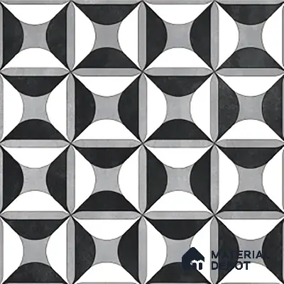 Black Moroccan Floor & Wall Tile TL 06852 Lustra Monocrome Noir & Light 2 ft x 2 ft Vitrified Carving Matte Finish - 9 mm | Suitable for Kitchen, Bathroom, Dining Area | Please Expect a Slight Variation of Pattern