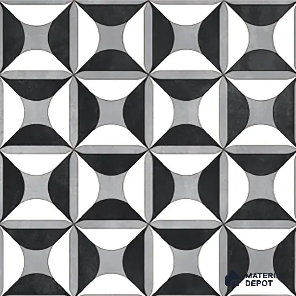 Black Moroccan Floor & Wall Tile TL 06852 Lustra Monocrome Noir & Light 2 ft x 2 ft Vitrified Carving Matte Finish - 9 mm | Suitable for Kitchen, Bathroom, Dining Area | Please Expect a Slight Variation of Pattern