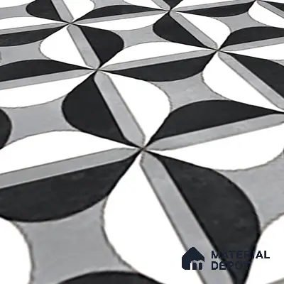 Black Moroccan Floor & Wall Tile TL 06852 Lustra Monocrome Noir & Light 2 ft x 2 ft Vitrified Carving Matte Finish - 9 mm | Suitable for Kitchen, Bathroom, Dining Area | Please Expect a Slight Variation of Pattern