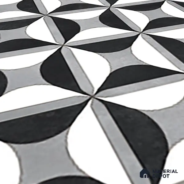 Black Moroccan Floor & Wall Tile TL 06852 Lustra Monocrome Noir & Light 2 ft x 2 ft Vitrified Carving Matte Finish - 9 mm | Suitable for Kitchen, Bathroom, Dining Area | Please Expect a Slight Variation of Pattern