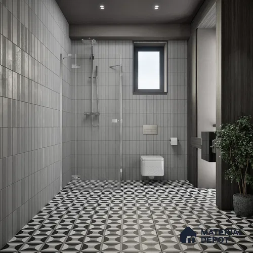 Moroccan Floor & Wall Tile TL 06852 Lustra Monocrome Noir & Light 2 ft x 2 ft Vitrified Carving Matte Finish - 9 mm | Suitable For Kitchen, Bathroom, Dining Area | Please Expect a Slight Variation of Pattern
