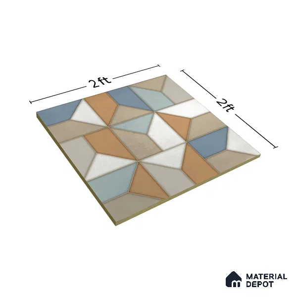 Grey Moroccan Floor & Wall Tile TL 06851 Lustra Modern Sandline 2 ft x 2 ft Vitrified Carving Matte Finish - 9 mm | Suitable for Kitchen, Bathroom, Dining Area | Please Expect a Slight Variation of Pattern (Sample)
