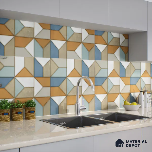 Grey Moroccan Floor & Wall Tile TL 06851 Lustra Modern Sandline 2 ft x 2 ft Vitrified Carving Matte Finish - 9 mm | Suitable for Kitchen, Bathroom, Dining Area | Please Expect a Slight Variation of Pattern (Sample)