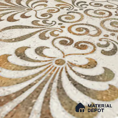 Gold Moroccan Floor & Wall Tile TL 06853 Lustra Pinewood Essence 2 ft x 2 ft Vitrified Carving Matte Finish - 9 mm | Suitable for Kitchen, Bathroom, Dining Area | Please Expect a Slight Variation of Pattern