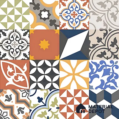 Moroccan Floor & Wall Tile TL 04670 B Florencia Warm Deco 2 ft x 2 ft -  Porcelain Matte Finish 8 mm | Suitable for Kitchen, Bathroom, Dining Area | Please Expect a Slight Variation of Pattern