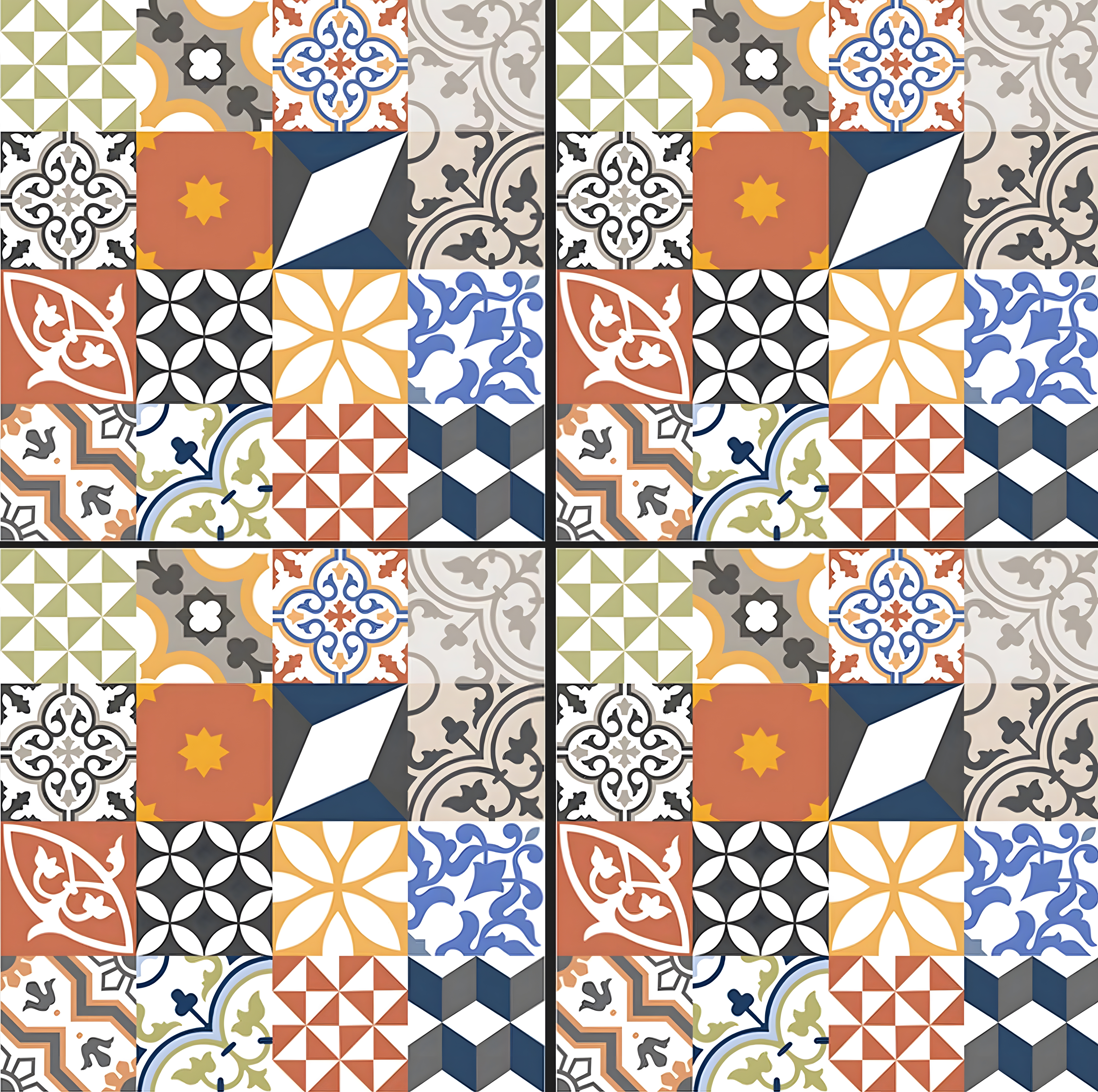 Moroccan Floor & Wall Tile TL 04670 B Florencia Warm Deco 2 ft x 2 ft -  Porcelain Matte Finish 8 mm | Suitable for Kitchen, Bathroom, Dining Area | Please Expect a Slight Variation of Pattern