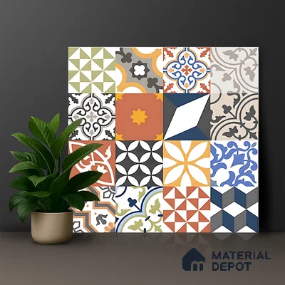 Moroccan Floor & Wall Tile TL 04670 B Florencia Warm Deco 2 ft x 2 ft -  Porcelain Matte Finish 8 mm | Suitable for Kitchen, Bathroom, Dining Area | Please Expect a Slight Variation of Pattern
