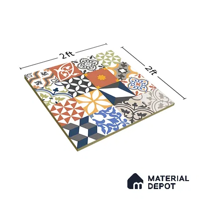 Moroccan Floor & Wall Tile TL 04670 B Florencia Warm Deco 2 ft x 2 ft -  Porcelain Matte Finish 8 mm | Suitable for Kitchen, Bathroom, Dining Area | Please Expect a Slight Variation of Pattern