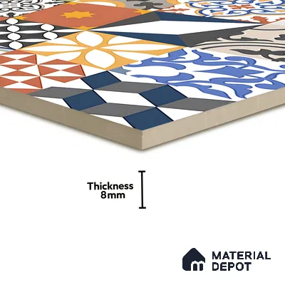 Moroccan Floor & Wall Tile TL 04670 B Florencia Warm Deco 2 ft x 2 ft -  Porcelain Matte Finish 8 mm | Suitable for Kitchen, Bathroom, Dining Area | Please Expect a Slight Variation of Pattern
