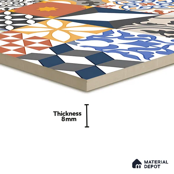 Moroccan Floor & Wall Tile TL 04670 B Florencia Warm Deco 2 ft x 2 ft -  Porcelain Matte Finish 8 mm | Suitable for Kitchen, Bathroom, Dining Area | Please Expect a Slight Variation of Pattern