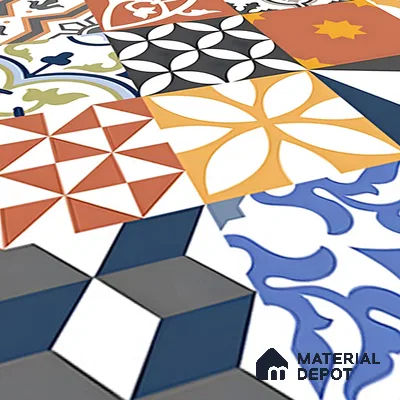 Moroccan Floor & Wall Tile TL 04670 B Florencia Warm Deco 2 ft x 2 ft -  Porcelain Matte Finish 8 mm | Suitable for Kitchen, Bathroom, Dining Area | Please Expect a Slight Variation of Pattern