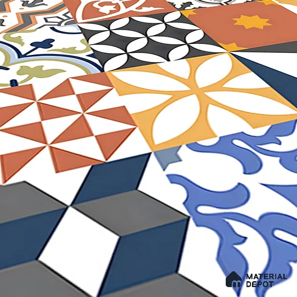 Moroccan Floor & Wall Tile TL 04670 B Florencia Warm Deco 2 ft x 2 ft -  Porcelain Matte Finish 8 mm | Suitable for Kitchen, Bathroom, Dining Area | Please Expect a Slight Variation of Pattern
