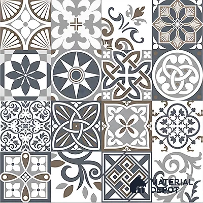 Moroccan Floor & Wall Tile TL 04670 C Florencia Cold Deco Gray 2 ft x 2 ft -  Porcelain Matte Finish 8 mm | Suitable for Kitchen, Bathroom, Dining Area | Please Expect a Slight Variation of Pattern (Sample)