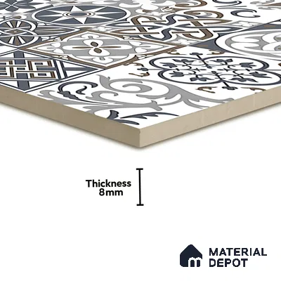 Moroccan Floor & Wall Tile TL 04670 C Florencia Cold Deco Gray 2 ft x 2 ft -  Porcelain Matte Finish 8 mm | Suitable for Kitchen, Bathroom, Dining Area | Please Expect a Slight Variation of Pattern (Sample)