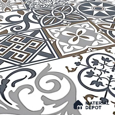 Moroccan Floor & Wall Tile TL 04670 C Florencia Cold Deco Gray 2 ft x 2 ft -  Porcelain Matte Finish 8 mm | Suitable for Kitchen, Bathroom, Dining Area | Please Expect a Slight Variation of Pattern (Sample)