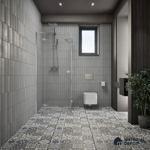 Moroccan Floor & Wall Tile TL 04670 C Florencia Cold Deco Gray 2 ft x 2 ft -  Porcelain Matte Finish 8 mm | Suitable for Kitchen, Bathroom, Dining Area | Please Expect a Slight Variation of Pattern (Sample)