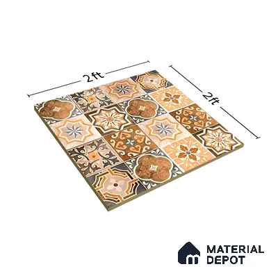 Moroccan Floor & Wall Tile TL 04670 D Florencia Briar Oak 2 ft x 2 ft -  Porcelain Matte Finish 8 mm | Suitable for Kitchen, Bathroom, Dining Area | Please Expect a Slight Variation of Pattern