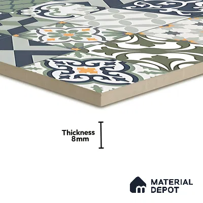 Moroccan Floor & Wall Tile TL 04670 E Florencia Flora Green 2 ft x 2 ft -  Porcelain Matte Finish 8 mm | Suitable for Kitchen, Bathroom, Dining Area | Please Expect a Slight Variation of Pattern